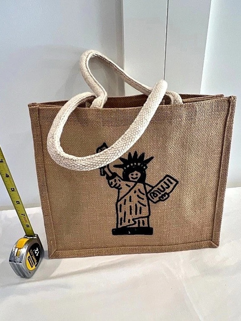 MUJI x Jason Sturgill Statue of Liberty Jute Tote Bag Brown